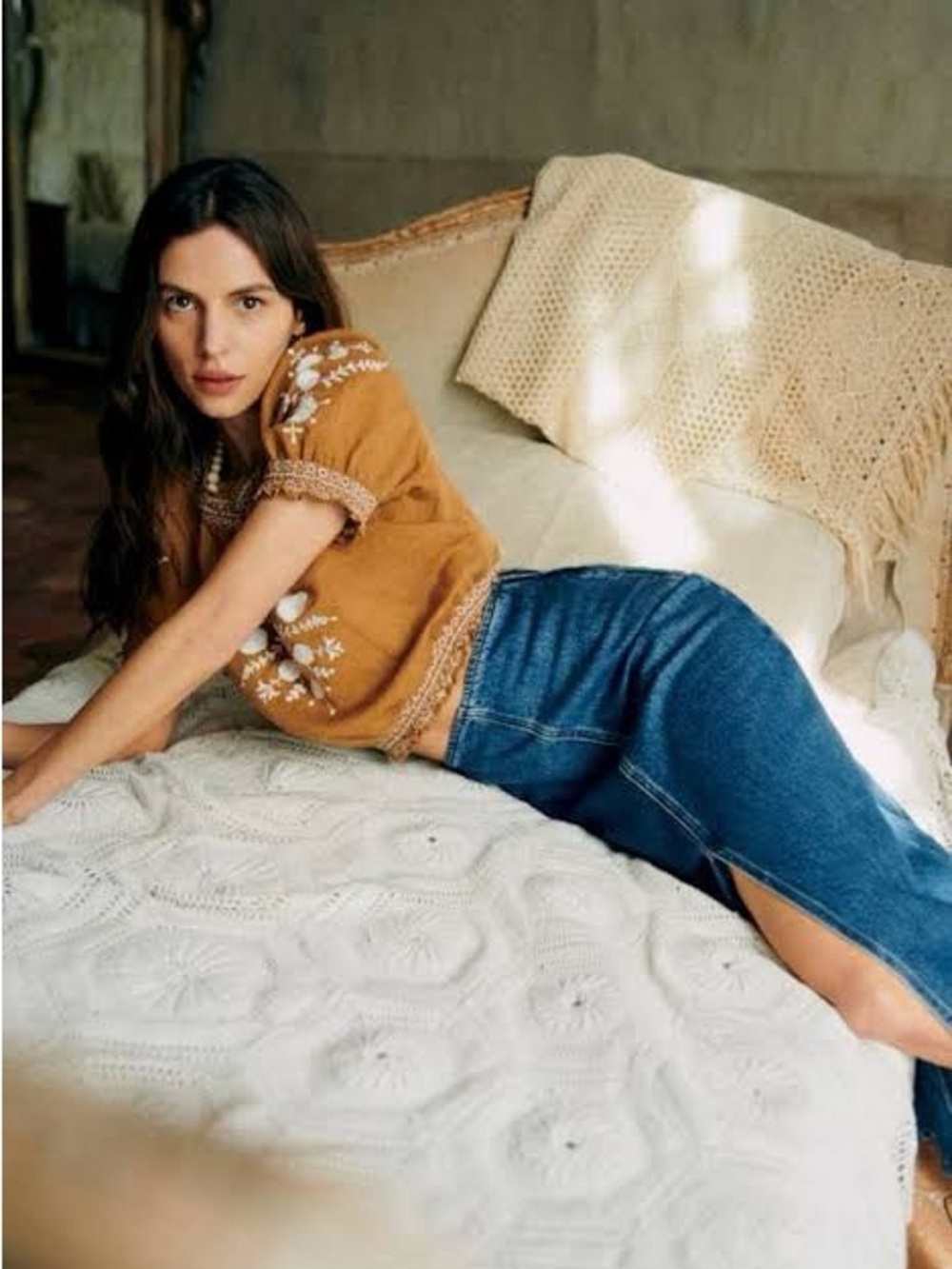 🌱NWT - Sezane Marru top in camel - size 40 or US 8